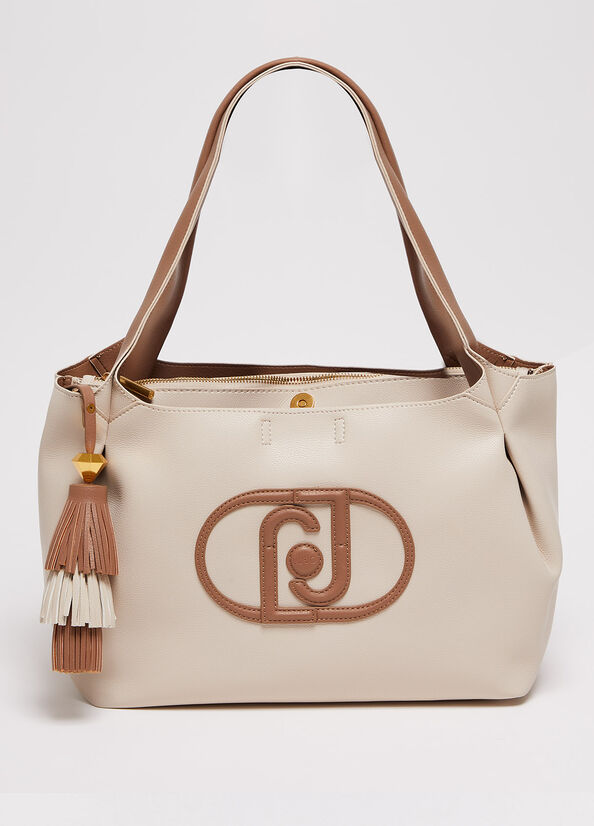 Beige Women's Liu Jo With Logo Shoulder Bags | FEG-830741