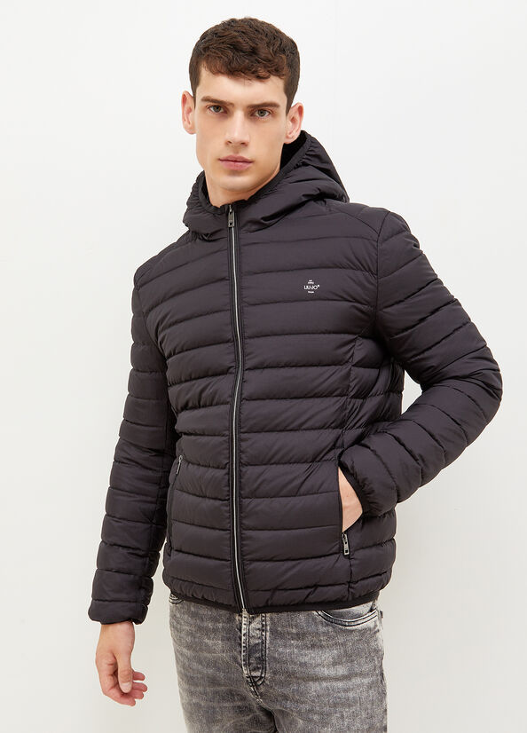 Black Men's Liu Jo Padded With Hood Jackets | ILP-716893