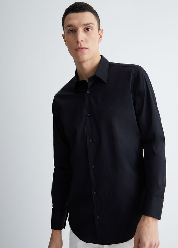 Black Men's Liu Jo Slim Fit Shirts | ELT-718096