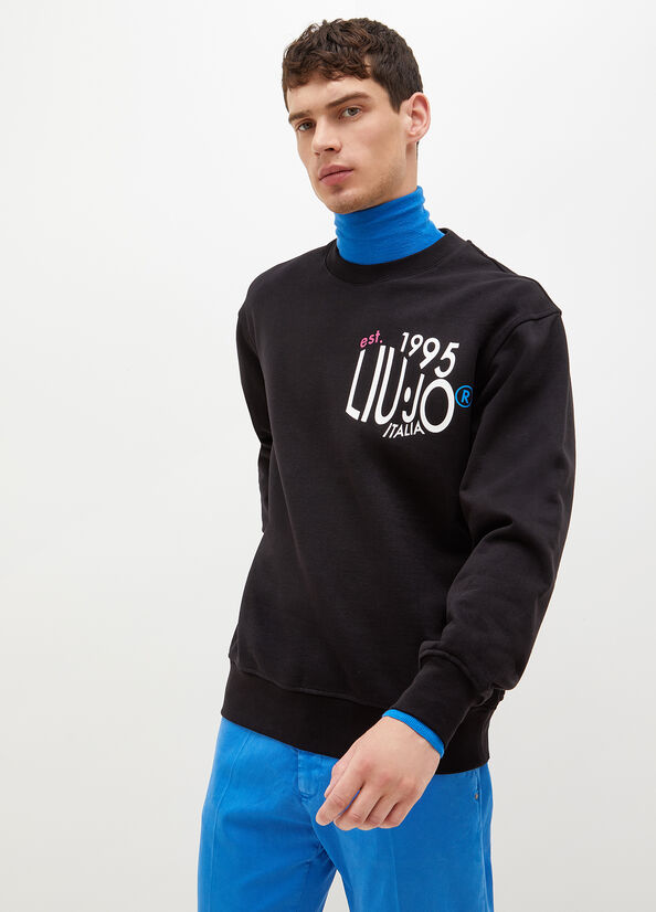 Black Men's Liu Jo With 1995 Print Sweaters | IYE-347918