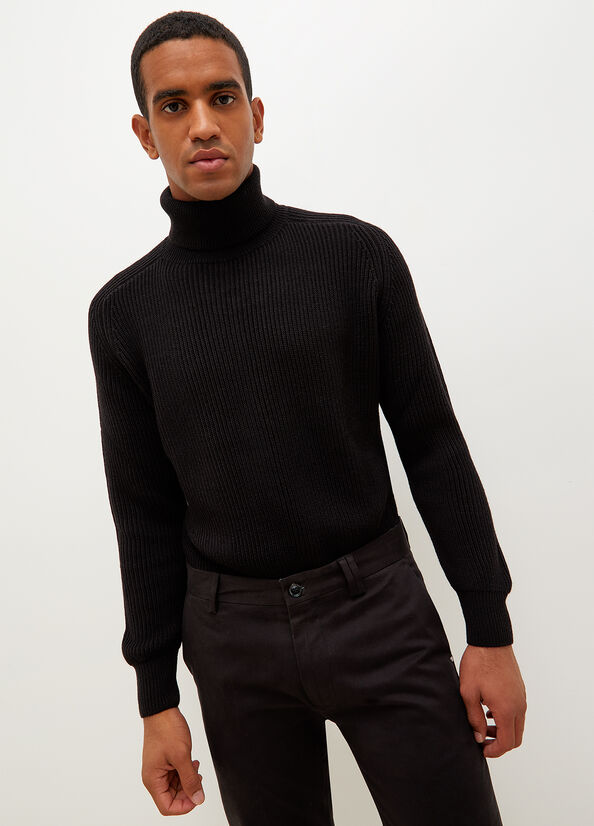 Black Men's Liu Jo Woollen Turtleneck Sweaters | CFB-291768