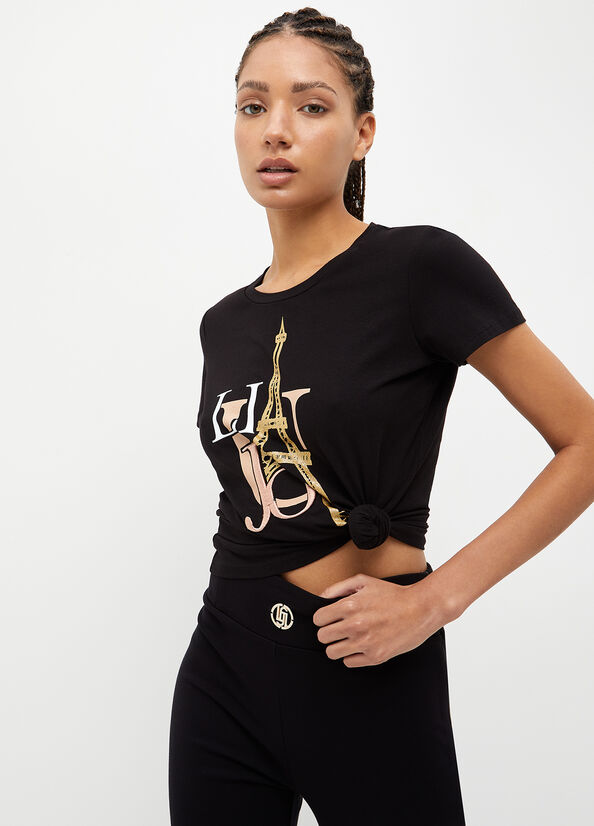 Black Women's Liu Jo Eco-Friendly T Shirts | SVZ-902314