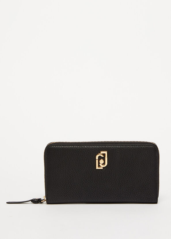 Black Women's Liu Jo Eco-Friendly Zip-Around Wallets | WFN-742530