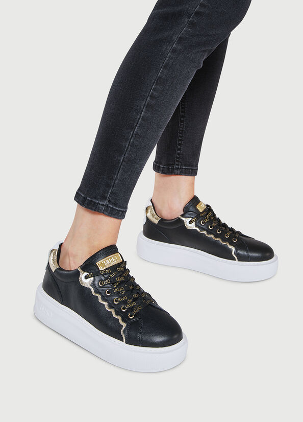 Black Women's Liu Jo Leather Sneakers | QVG-820574