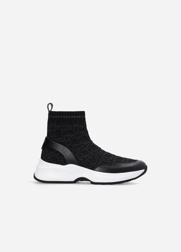 Black Women's Liu Jo Sock With Jacquard Monogram Sneakers | TJE-603845