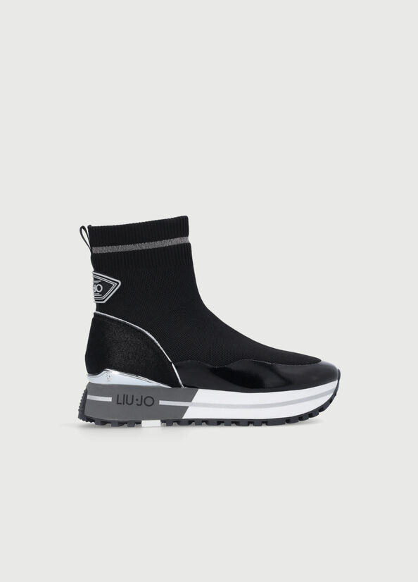 Black Women's Liu Jo Sock With Platform Sole Sneakers | SEC-351672