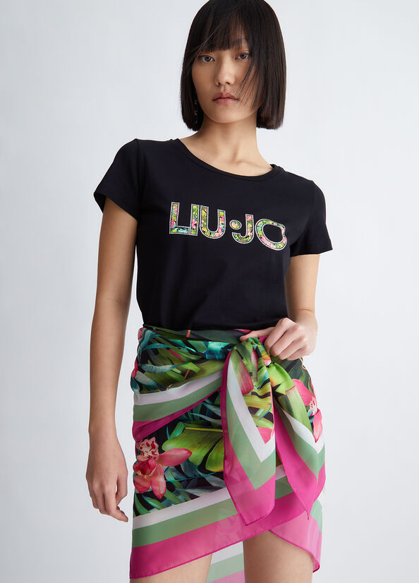 Black Women's Liu Jo With Logo Tops | ODP-613790