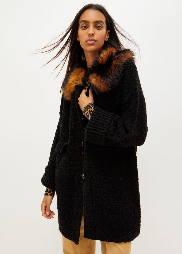 Black Women's Liu Jo Wool And Alpaca Knit Coats | SQB-209146