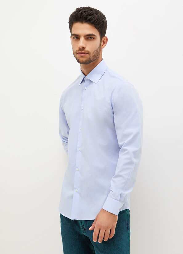 Blue Men's Liu Jo Slim-Fit Shirts | QAJ-984152