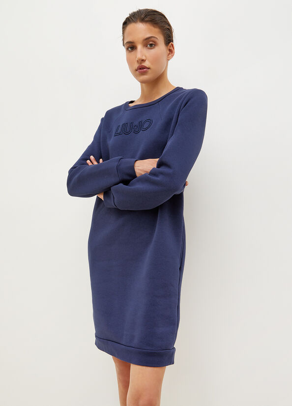 Blue Women's Liu Jo Plush With Logo Dress | QDW-185926