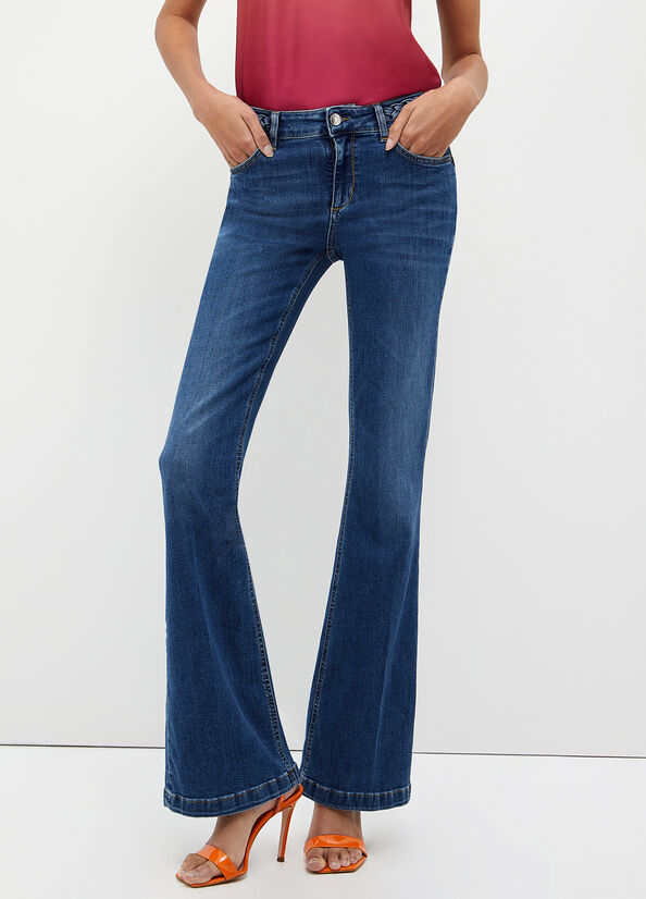 Blue Women's Liu Jo Stretch Denim Straight-Fit Jeans | MTV-392485