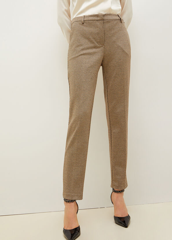 Brown / Black Women's Liu Jo Jacquard Cigarette Pants | HTC-852306