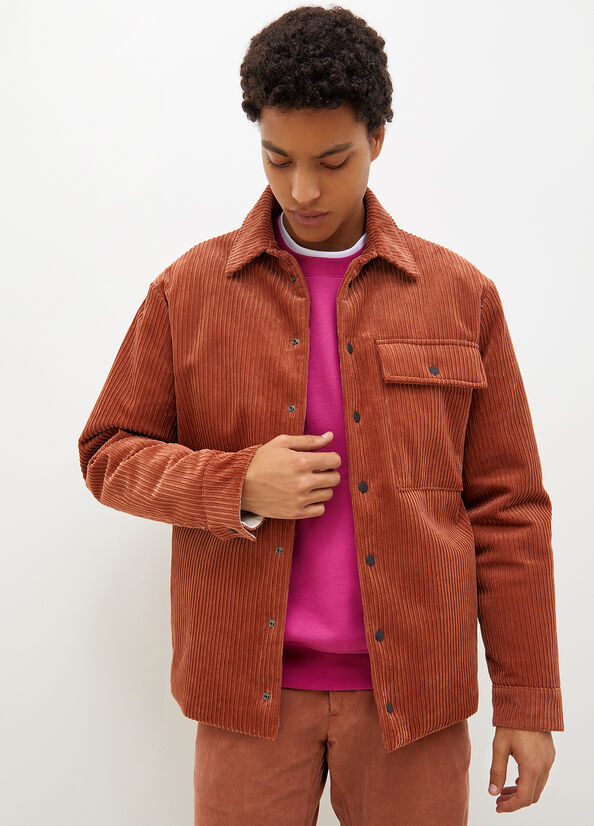 Brown Men's Liu Jo Over In Velvet Shirts | WVP-825390