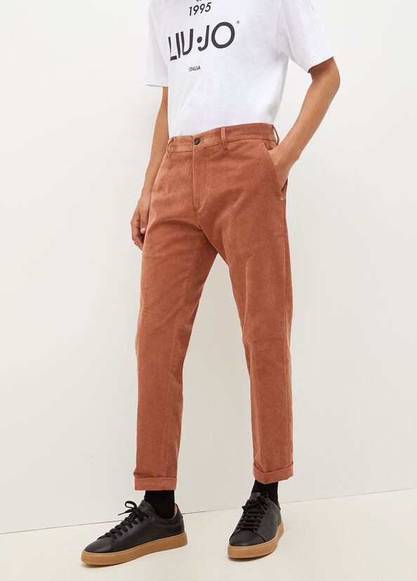 Brown Men's Liu Jo Velvet Chinos Pants | JQY-268401