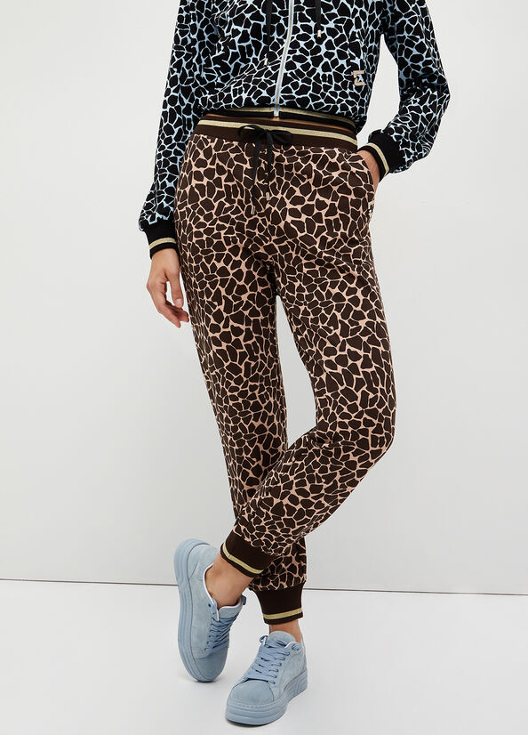 Brown Women's Liu Jo Animal-Print Jogging Pants | TNZ-275630