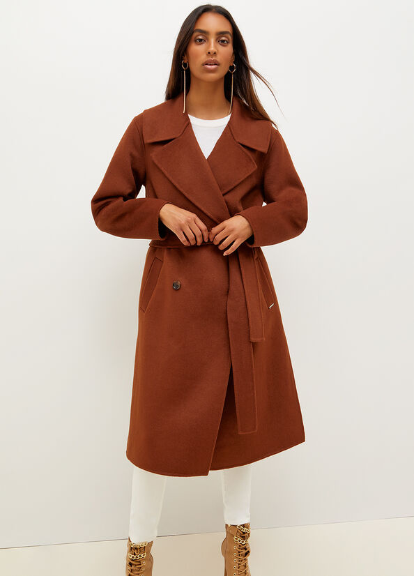 Brown Women's Liu Jo Double-Breasted Blend Coats | MAU-156230