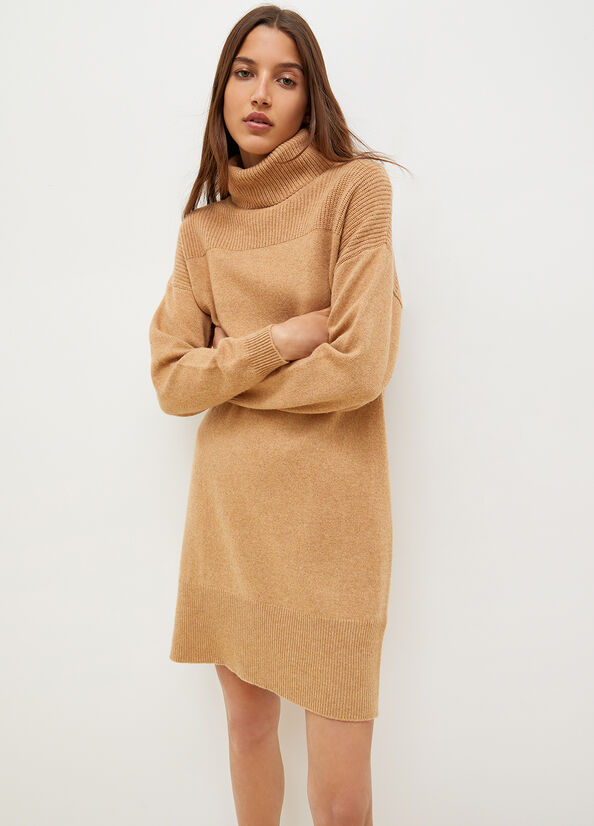 Brown Women's Liu Jo Knit Turtleneck Dress | ZXP-965401