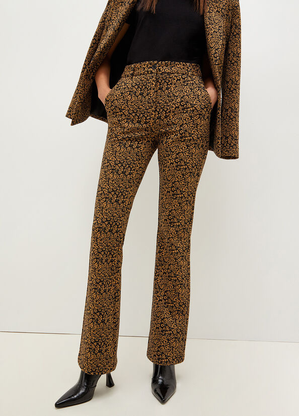 Brown Women's Liu Jo Stretch Cotton Blend Animal Print Pants | QKC-750341