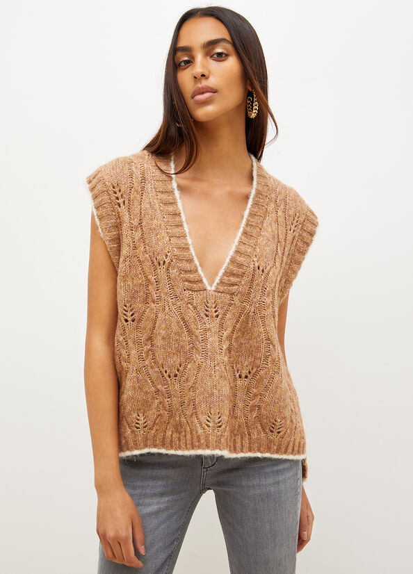 Brown Women's Liu Jo Wool And Alpaca Vest Sweaters | CKV-615342