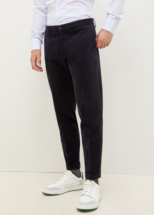 Dark Blue Men's Liu Jo Regular Fit Chinos Pants | YHT-483215