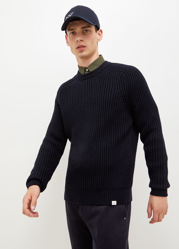 Dark Blue Men's Liu Jo Wool Pullover Sweaters | DGB-076458