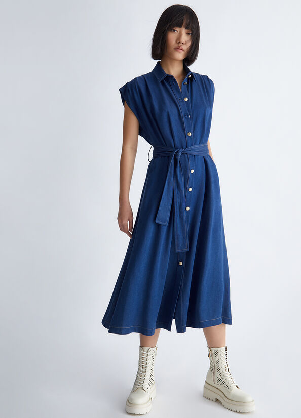 Dark Blue Women's Liu Jo Denim Dress | KEL-542186