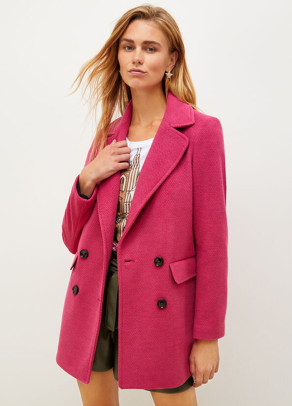 Fuchsia Women's Liu Jo Double-Breasted Chevron Coats | NXF-632107