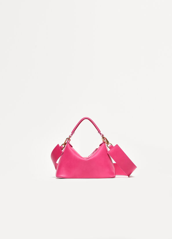 Fuchsia Women's Liu Jo Leather Mini Hobo Crossbody Bags | BJX-672834