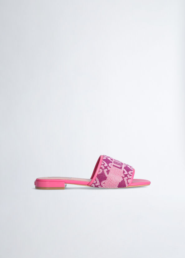 Fuchsia Women's Liu Jo With Monogram Logo Flat Shoes | QZV-392816