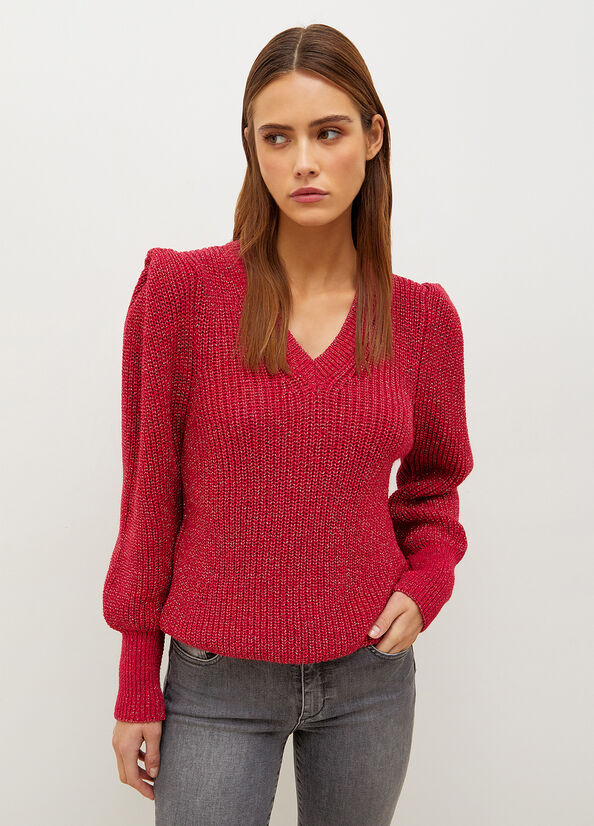 Fuchsia Women's Liu Jo With Puff Sleeves Sweaters | TVQ-914786