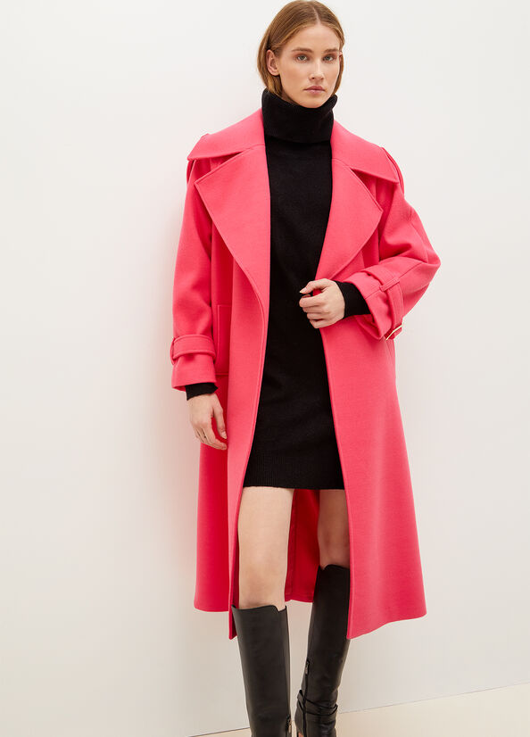 Fuchsia Women's Liu Jo Wool Blend Trench Coats | RKJ-049725