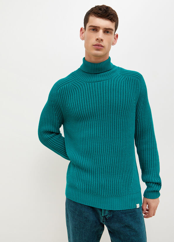 Green Men's Liu Jo Woollen Turtleneck Sweaters | OFE-024173