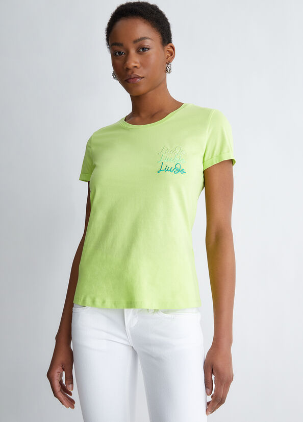 Green Women's Liu Jo Cotton With Logo Tops | VHT-831649