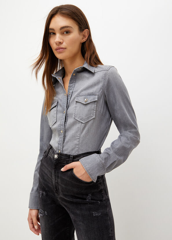 Grey Women's Liu Jo Denim Shirts | RVJ-850729