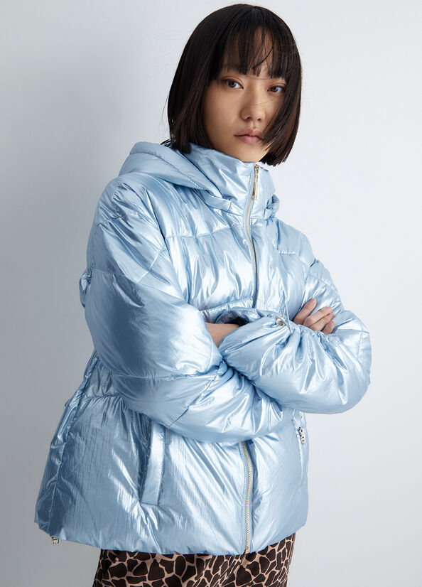 Light Blue Women's Liu Jo Padded Nylon Coats | SQK-130526