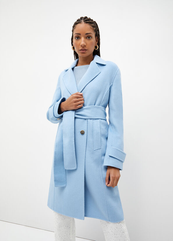 Light Blue Women's Liu Jo Wool Blend Trench Coats | RKH-095648