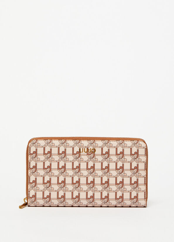 Light Brown Women's Liu Jo Zip Around With Logo Wallets | NKX-690437