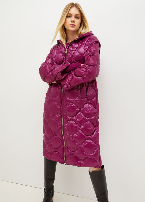 Purple Women's Liu Jo Down In Quilted Technical Fabric Coats | YBJ-714905