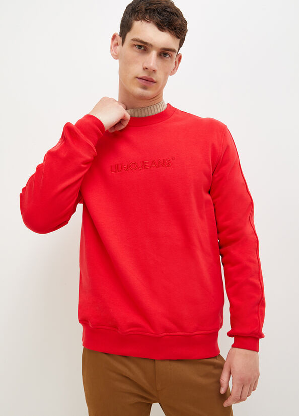 Red Men's Liu Jo With Logo Sweaters | BHW-786421