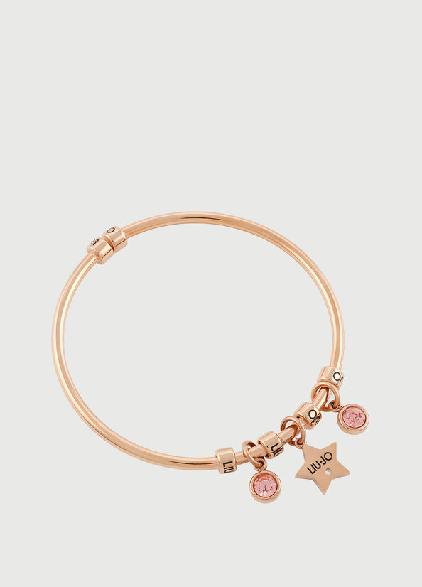 Rose Gold Women's Liu Jo Rigid Bracelet With Jewel Charm Jewelry | AKX-698310