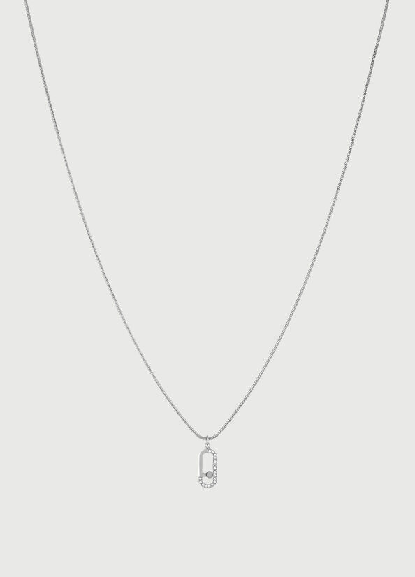 Silver Women's Liu Jo Necklace With Logo Charm Jewelry | JWB-579843