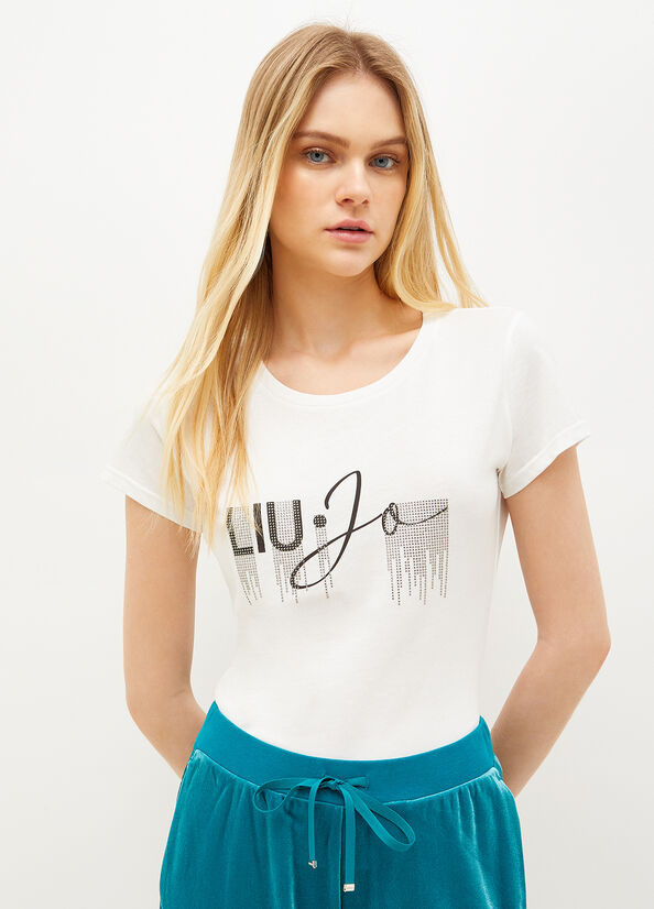 White Women's Liu Jo Eco-Friendly T Shirts | DTJ-609482