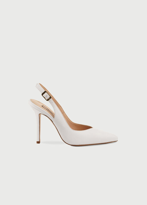 White Women's Liu Jo Leather Slingback High Heels | ORC-508469