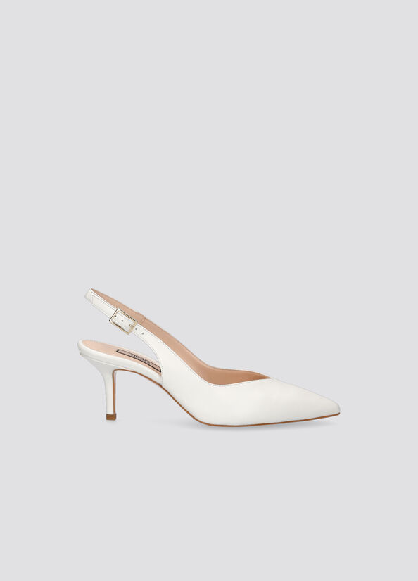 White Women's Liu Jo Leather Slingback High Heels | YAX-971432