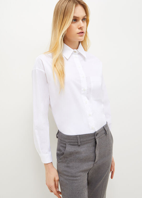 White Women's Liu Jo Poplin Shirts | KJO-374062