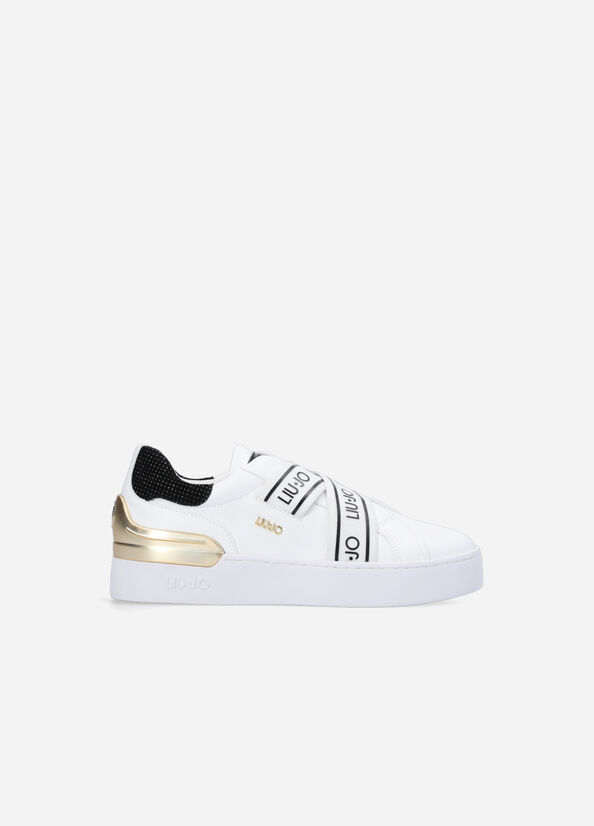 White Women's Liu Jo Slip Ons With Logo Sneakers | XGU-286475