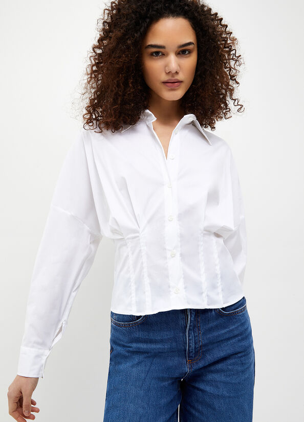 White Women's Liu Jo Stretch Cotton Shirts | QYH-029785