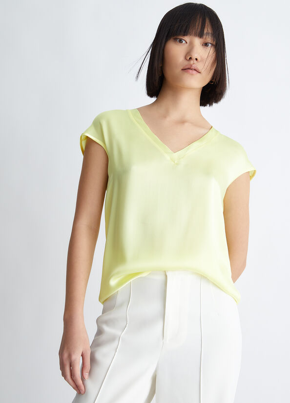 Yellow Women's Liu Jo Silk Blend Blouse Shirts | WNC-289635